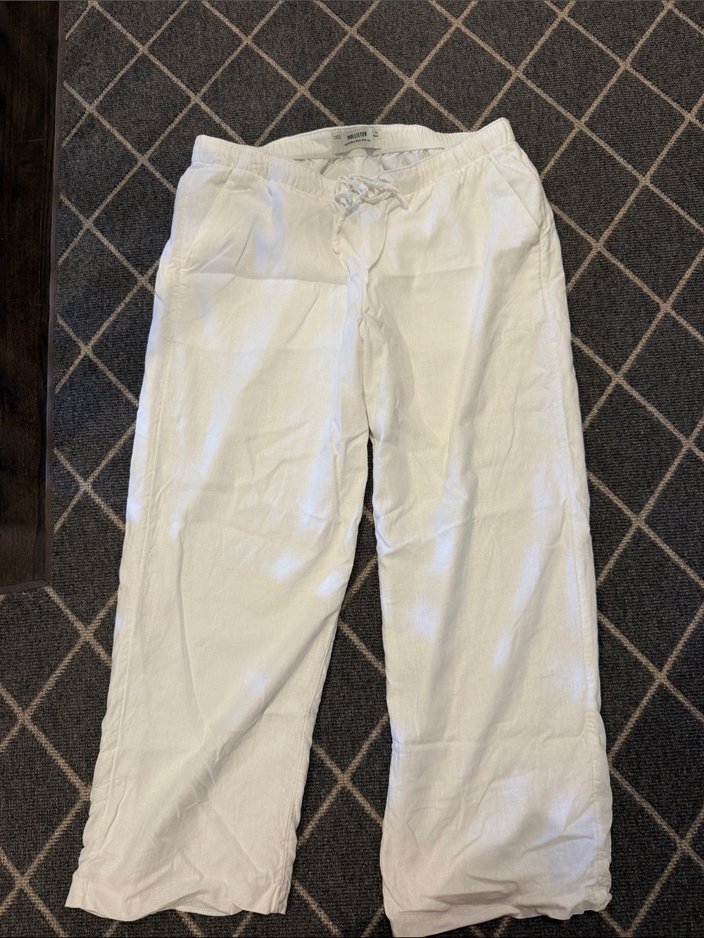 Hollister Like New Women’s White Linen Drawstring Pants
